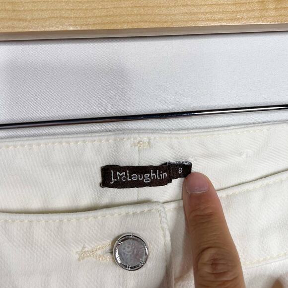 J McLaughlin Size 8 Cream Cotton Stretch Straight Leg Denim Jeans Off White - Picture 7 of 9